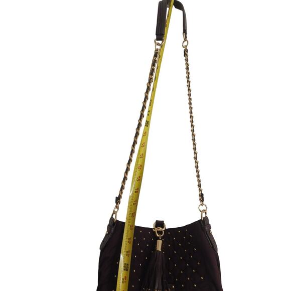 Juicy Couture Quilted Studded Chain Crossbody Shoulder Bag w TASSLE Brown Gold - Picture 11 of 16